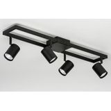 Zwart - Plafondspot - Vier Richtbare GU10 Spots - Functioneel