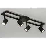 Zwart - Plafondspot - Vier Richtbare GU10 Spots - Functioneel