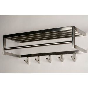 RVS - Kapstok - Met Hoedenplank en Haken - Strak Design - Tijdloos