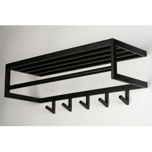 RVS - Wandkapstok - Zwart - Met Hoedenplank en Haken