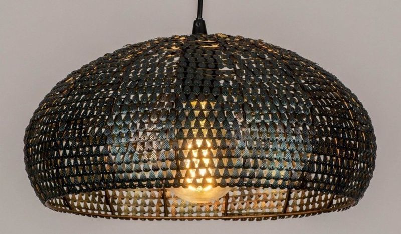 Zwart - Ronde Hanglamp - Metaal - Handgemaakt - Uniek Ontwerp