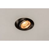 RVS inbouwspot die dimt naar warm licht en lichtbundel instelbaar.