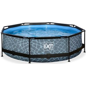 EXIT Stone zwembad ø300x76cm met filterpomp - grijs