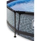EXIT Stone zwembad ø360x76cm met filterpomp en overkapping - grijs