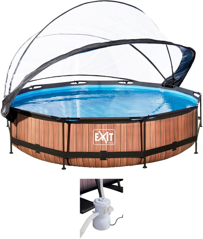 EXIT Framepool "inkl. multifunktionaler Abdeckung", (Set, 4 tlg.), ØxH: 360x76 cm, mit Filterpumpe & Filterkartusche