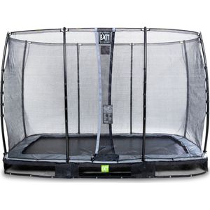 EXIT Elegant inground trampoline rechthoek 214x366cm met Economy veiligheidsnet- zwart