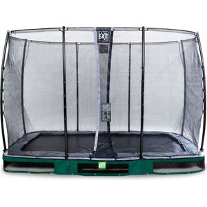 EXIT Elegant inground trampoline rechthoek 214x366cm met Economy veiligheidsnet- groen