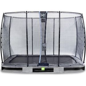 EXIT Elegant inground trampoline rechthoek 214x366cm met Economy veiligheidsnet- grijs