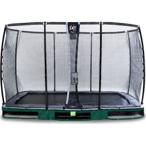 EXIT Elegant Premium inground trampoline rechthoek 244x427cm met Deluxe veiligheidsnet- groen