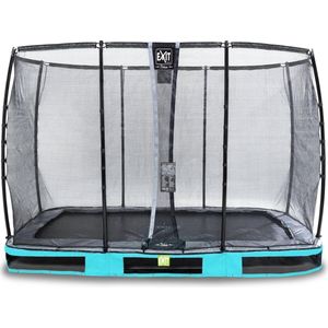 EXIT Elegant Premium inground trampoline rechthoek 214x366cm met Deluxe veiligheidsnet- blauw