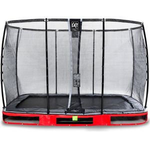 EXIT Elegant Premium inground trampoline rechthoek 214x366cm met Deluxe veiligheidsnet- rood