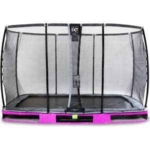 EXIT Elegant Premium inground trampoline rechthoek 244x427cm met Deluxe veiligheidsnet- paars