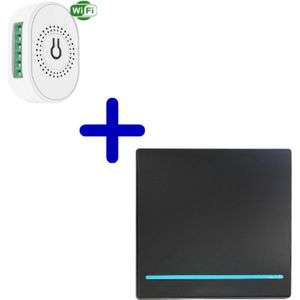 VH Control - Smart home combi - Inbouw switch met draadloze schakelaar - Met Wifi verbinding - Schakelt tot 3000 watt - Voor verlichting of verwarming - Draadloze bediening op RF met drukschakelaar - Met verbruiksmeter