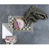 Knit Factory - Grote Blok - Pannenlap - Ecru/Oker - 23x23 cm