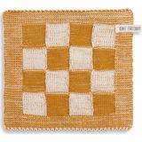 Knit Factory - Grote Blok - Pannenlap - Ecru/Oker - 23x23 cm