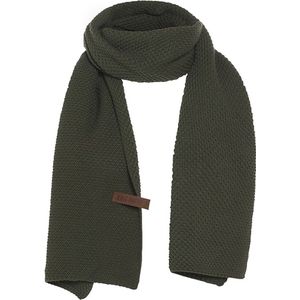 Knit Factory Jazz Gebreide Sjaal Dames & Heren - Groene Wintersjaal - Langwerpige sjaal - Wollen sjaal - Heren sjaal - Dames sjaal - Khaki - 200x30 cm