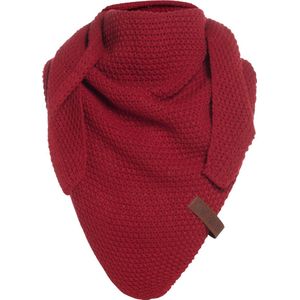Knit Factory Coco Gebreide Omslagdoek Junior - Kindersjaal - Sjaal meisje - Wintersjaal - Driehoek Sjaal - Stola - Wollen sjaal - Rode sjaal - Bordeaux - 140x60 cm
