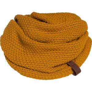 Knit Factory Coco Gebreide Colsjaal - Ronde Sjaal - Nekwarmer - Wollen Sjaal - Gele Colsjaal - Dames sjaal - Heren sjaal - Unisex - Oker - One Size