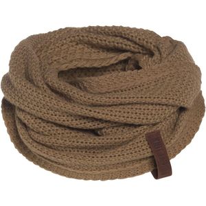 Knit Factory Coco Gebreide Colsjaal - Ronde Sjaal - Nekwarmer - Wollen Sjaal - Bruine Colsjaal - Dames sjaal - Heren sjaal - Unisex - New Camel - One Size