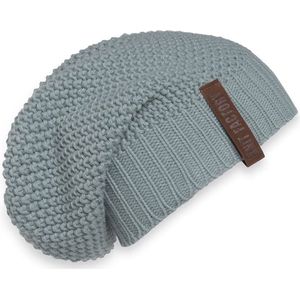 Knit Factory Coco Gebreide Muts Heren & Dames - Sloppy Beanie hat - Stone Green - Warme groene Wintermuts - Unisex - One Size