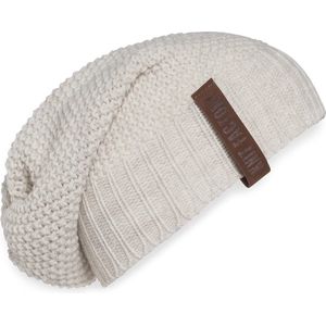 Knit Factory Coco Gebreide Muts Heren & Dames - Sloppy Beanie hat - Beige - Warme Wintermuts - Unisex - One Size