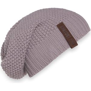 Knit Factory Coco Gebreide Muts Dames - Sloppy Beanie hat - Mauve - Warme roze Wintermuts - One Size