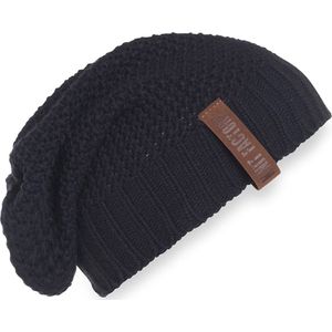Knit Factory Coco Gebreide Muts Heren & Dames - Sloppy Beanie hat - Warme Wintermuts - Unisex - Navy - One Size
