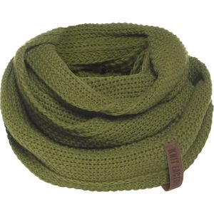 Knit Factory Coco Gebreide Colsjaal - Ronde Sjaal - Nekwarmer - Wollen Sjaal - Groene Colsjaal - Dames sjaal - Heren sjaal - Unisex - Mosgroen - One Size