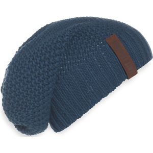 Knit Factory Coco Gebreide Muts Heren & Dames - Sloppy Beanie hat - Petrol - Warme blauwe Wintermuts - Unisex - One Size