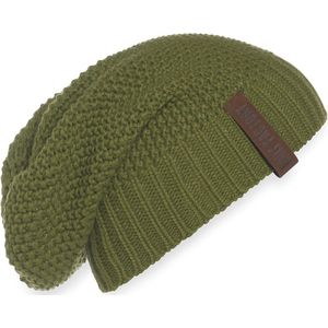 Knit Factory Coco Gebreide Muts Heren & Dames - Sloppy Beanie hat - Mosgroen - Warme groene Wintermuts - Unisex - One Size