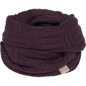 Knit Factory Bobby Gebreide Colsjaal Dames & Heren - Nekwarmer Ronde Sjaal - Nekwarmer - Wollen Sjaal - Paarse colsjaal - Dames sjaal - Heren sjaal - Unisex - Aubergine - One Size