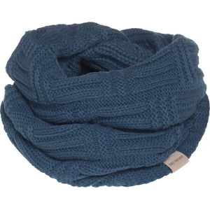 Knit Factory Bobby Gebreide Colsjaal Dames & Heren - Nekwarmer Ronde Sjaal - Nekwarmer - Wollen Sjaal - Donkerblauwe colsjaal - Dames sjaal - Heren sjaal - Unisex - Petrol - One Size