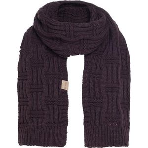 Knit Factory Bobby Gebreide Sjaal Dames & Heren - Herfst- & Wintersjaal - Grof gebreid - Langwerpige sjaal - Wollen Sjaal - Dames sjaal - Heren sjaal - Unisex - Aubergine - Paars - 200x30 cm