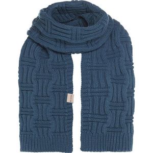 Knit Factory Bobby Gebreide Sjaal Dames & Heren - Herfst- & Wintersjaal - Grof gebreid - Langwerpige sjaal - Wollen Sjaal - Dames sjaal - Heren sjaal - Unisex - Petrol - Donkerblauw - 200x30 cm