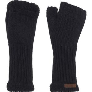Knit Factory Cleo Gebreide Dames Vingerloze Handschoenen - Handschoenen voor in de herfst & winter - Zwarte handschoenen - Polswarmers - Zwart - One Size