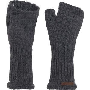 Knit Factory Cleo Gebreide Dames Vingerloze Handschoenen - Handschoenen voor in de herfst & winter - Donkergrijze handschoenen - Polswarmers - Antraciet - One Size