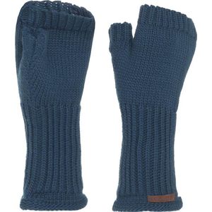 Knit Factory Cleo Gebreide Dames Vingerloze Handschoenen - Handschoenen voor in de herfst & winter - Donkerblauwe handschoenen - Polswarmers - Petrol - One Size