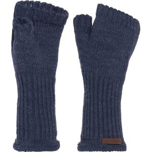 Knit Factory Cleo Gebreide Dames Vingerloze Handschoenen - Handschoenen voor in de herfst & winter - Donkerblauwe Handschoenen - Polswarmers - Jeans - One Size