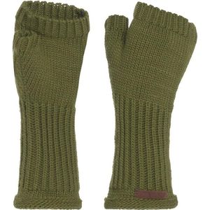 Knit Factory Cleo Gebreide Dames Vingerloze Handschoenen - Handschoenen voor in de herfst & winter - Groene handschoenen - Polswarmers - Mosgroen - One Size