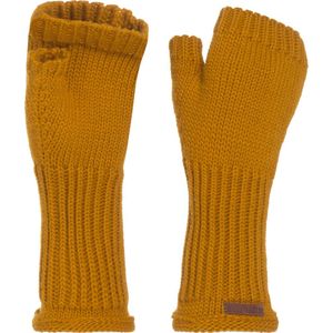 Knit Factory Cleo Gebreide Dames Vingerloze Handschoenen - Handschoenen voor in de herfst & winter - Gele handschoenen - Polswarmers - Oker - One Size