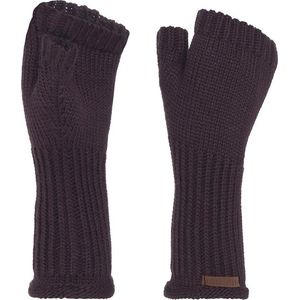 Knit Factory Cleo Gebreide Dames Vingerloze Handschoenen - Handschoenen voor in de herfst & winter - Paarse handschoenen - Polswarmers - Aubergine - One Size