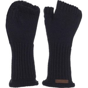 Knit Factory Cleo Gebreide Dames Vingerloze Handschoenen - Handschoenen voor in de herfst & winter - Donkerblauwe handschoenen - Polswarmers - Navy - One Size
