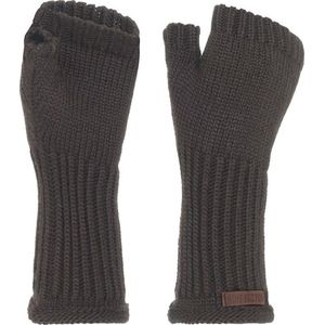 Knit Factory Cleo Gebreide Dames Vingerloze Handschoenen - Handschoenen voor in de herfst & winter - Bruine handschoenen - Polswarmers - Taupe - One Size