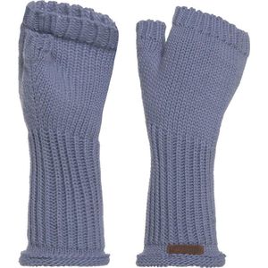 Knit Factory Cleo Gebreide Dames Vingerloze Handschoenen - Handschoenen voor in de herfst & winter - Lichtblauwe handschoenen - Polswarmers - Indigo - One Size