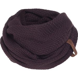 Knit Factory Coco Gebreide Colsjaal - Ronde Sjaal - Nekwarmer - Wollen Sjaal - Paarse Colsjaal - Dames sjaal - Heren sjaal - Unisex - Aubergine - One Size