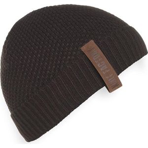 Knit Factory Jazz Gebreide Muts Heren & Dames - Beanie hat - Donkerbruin - Warme donkerbruine Wintermuts - Unisex - One Size
