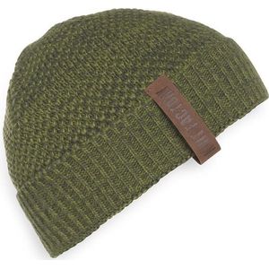 Knit Factory Jazz Gebreide Muts Heren & Dames - Beanie hat - Mosgroen/Khaki - Warme groen gemêleerde Wintermuts - Unisex - One Size