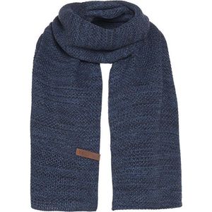 Knit Factory Jazz Gebreide Sjaal Dames & Heren - Blauwe Wintersjaal - Langwerpige sjaal - Wollen sjaal - Heren sjaal - Dames sjaal - Jeans/Navy - 200x30 cm