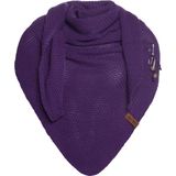Knit Factory Coco Gebreide Omslagdoek - Driehoek Sjaal Dames - Dames sjaal - Wintersjaal - Stola - Wollen sjaal - Paarse sjaal - Purple - 190x85 cm - Inclusief sierspeld