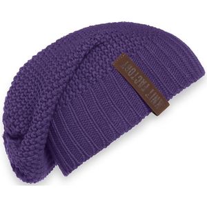 Knit Factory Coco Gebreide Muts Heren & Dames - Sloppy Beanie hat - Purple - Warme paarse Wintermuts - Unisex - One Size